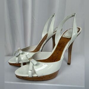 NIB Dior White Patent Slingback Leather Sandals Size 37.5